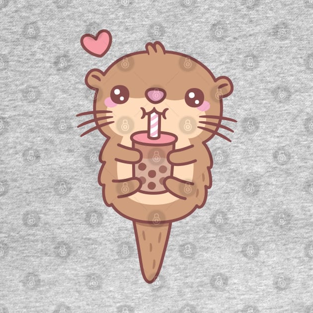 Cute Little Otter Loves Boba Tea by rustydoodle